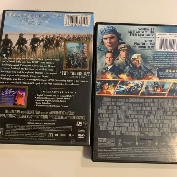 Bundle / 3 War DVDS. Glory, Midway, Pearl Harbor (2 discs) - Picture 3 of 6